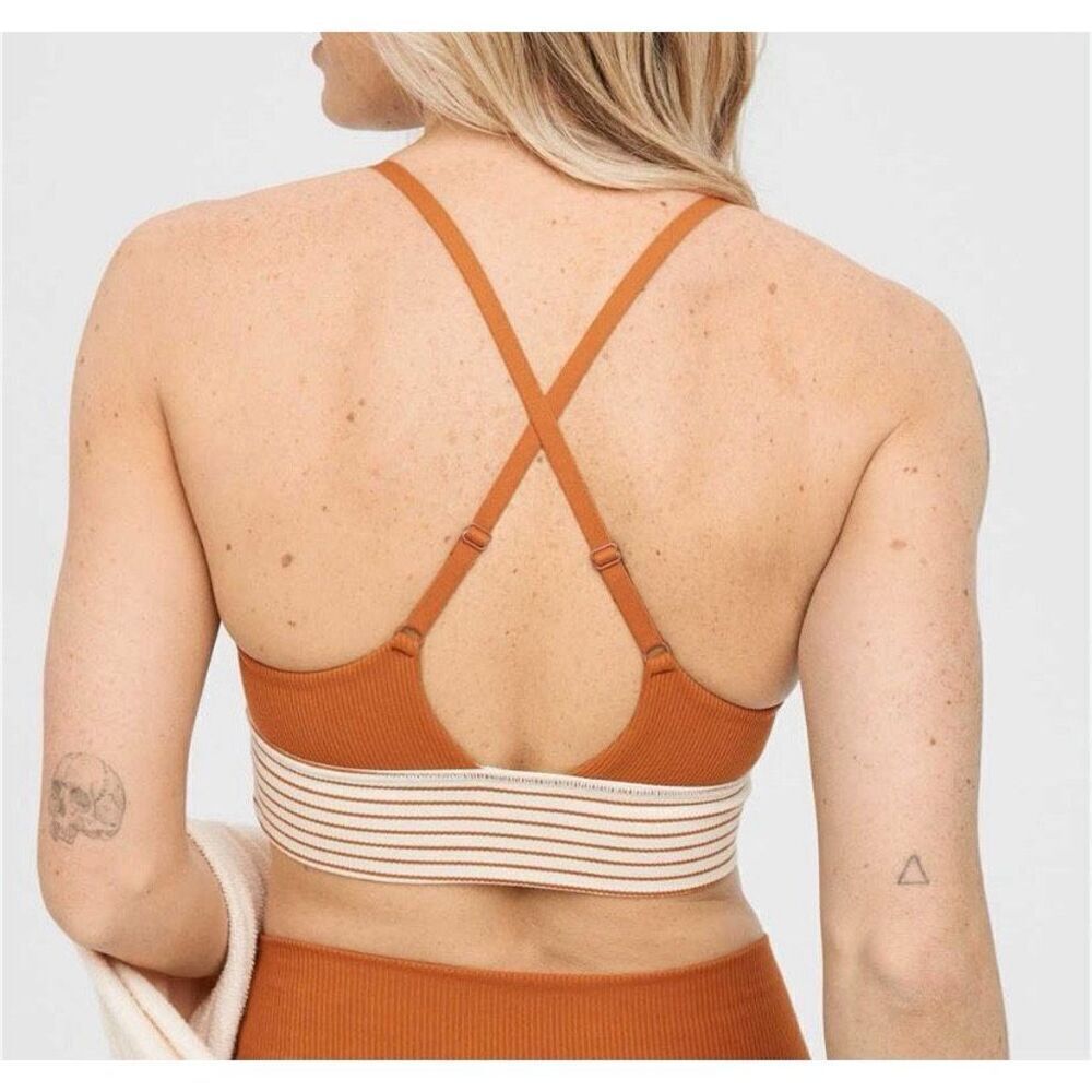 Offline by Aerie Ribbed Scoop Stretchy Sportsbra Orange Medium Support Medium - Picture 2 of 11